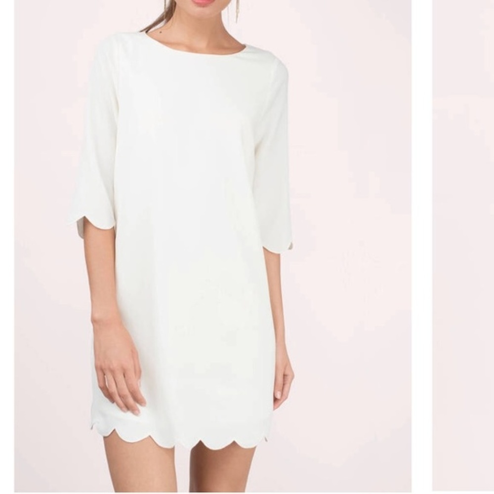 Tobi Sweetly Scalloped Cream Dress
